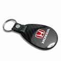 Ipick Image Compatible With Honda Logo In Red Real Black Carbon Fiber Leather Strap Large Tear Drop Key Chain