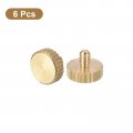 Uxcell M3x4mm Knurled Thumb Screws 6pcs Flat Head Fully Threaded Brass Bolts Grip Knobs Fasteners