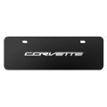 Chevrolet Corvette C7 3d Logo 12 X 4 25 European Look Black Half-size Stainless Steel License Plate Official Licensed 
