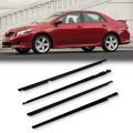 4pcs Car Outer Door Window Molding Trim Weatherstrip Seal For 2009-2012 Toyota Corolla Replace 75710-02210 75720-02210 
