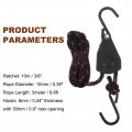 Uxcell 3 8 10mm Adjustable Ratchet Rope Hanger With 9 8ft 3meter Tie Down Strap Ratcheting Pulley System Bungee Cord For