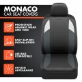 Monaco Car Seat Covers Full Set Gray Tri Tone Front And Split Rear Bench Universal Fit For Cars Trucks Suv Van Polycloth