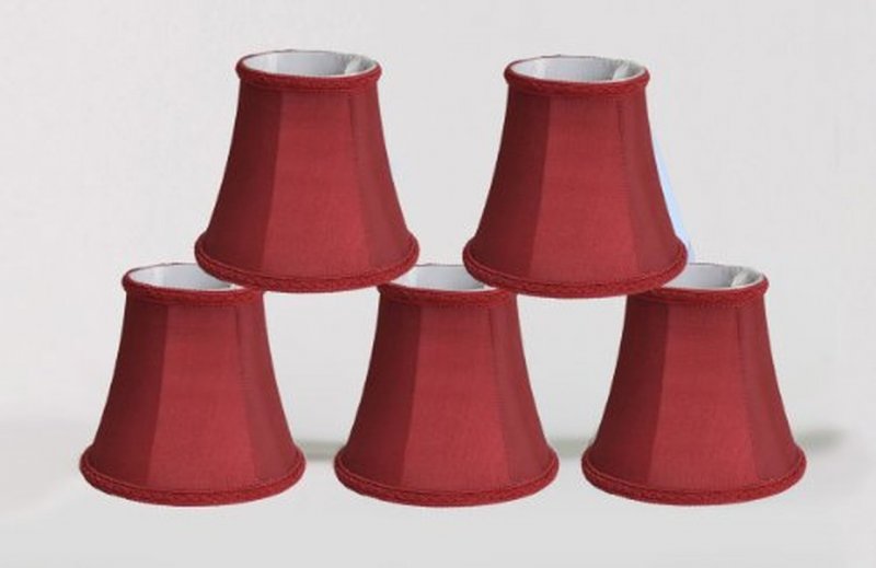 Urbanest Set Of 5 Chandelier Mini Lamp Shade 5-inch Bell Clip On Burgundy