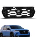 Upper Front Bumper Grille Bright Black Chrome Replacement For Pilot 2023 2024 Glossy Finish Direct Automotive With Housing 