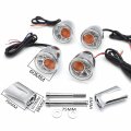 Httmt- Front Rear Both Side Clear Led Running Brake Turn Signal Chrome Indicator Light For H-d Xl 883 1200 92-17 P N Mt224-019f