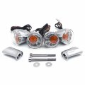 Httmt- Front Rear Both Side Clear Led Running Brake Turn Signal Chrome Indicator Light Compatible With H-d Xl 883 1200 92-17 P
