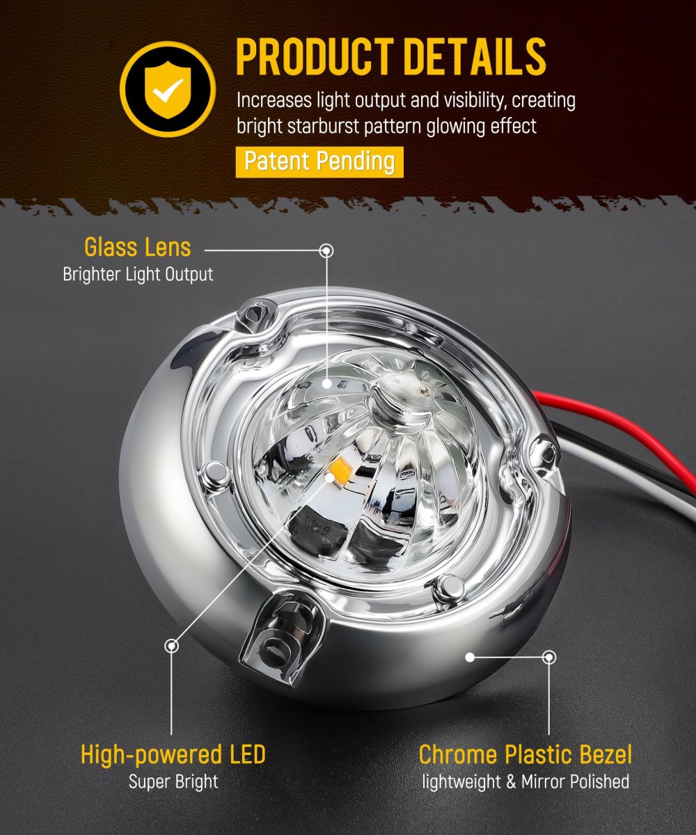 Partsam 10pcs 1 5 Inch Mini Glass Lens Watermelon Lights Patend Pending Amber Led Marker Clearance Light Turn Signal For Semi