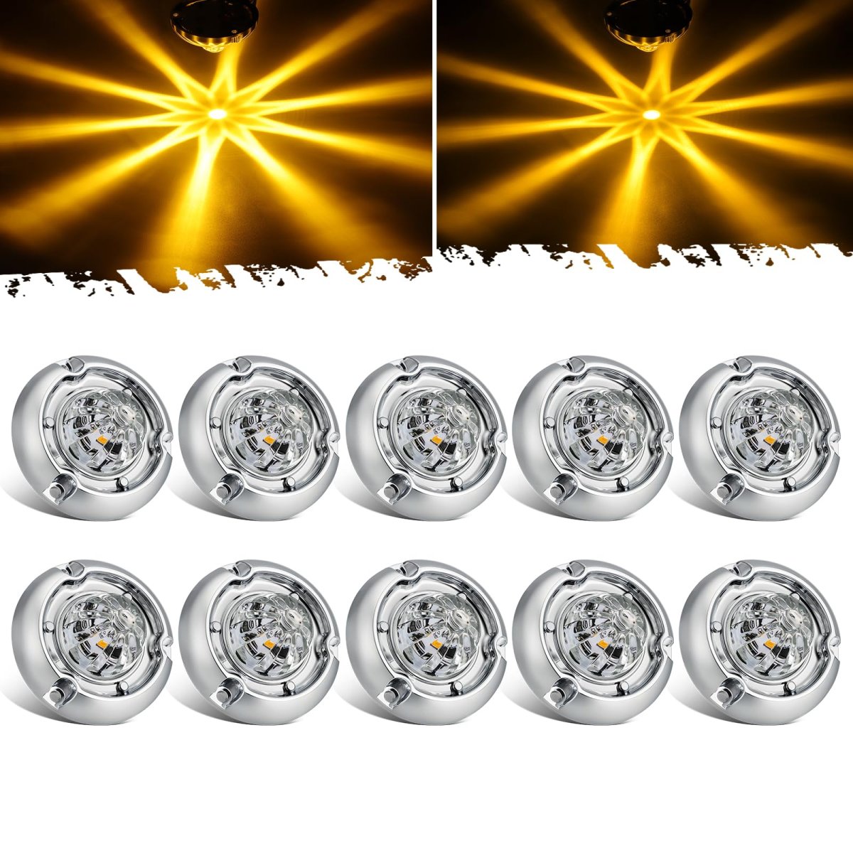 Partsam 10pcs 1 5 Inch Mini Glass Lens Watermelon Lights Patend Pending Amber Led Marker Clearance Light Turn Signal For Semi
