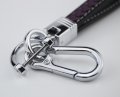 Braided Leather Keychain With Chrome D Ring And Hook 2 Layer Real Classic Design For Car Key Fobs Black