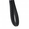 Braided Leather Keychain With Chrome D Ring And Hook 2 Layer Real Classic Design For Car Key Fobs Black