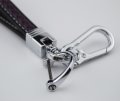 Braided Leather Keychain With Chrome D Ring And Hook 2 Layer Real Classic Design For Car Key Fobs Black