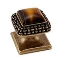 Vicenza Designs K1143 Gioiello Square Stone Insert Style 2 Knob Tigers Eye Small Antique Brass 