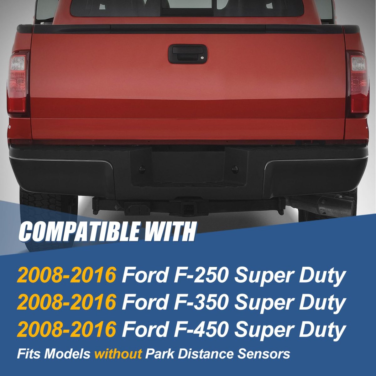 Rear Bumper End Cap Replacement For 2008-2016 Ford F-250 F-350 F-450 Super Duty Passenger Right Side Non Park Assist Primered