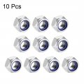 Uxcell Hex Lock Nuts M12 X 1 75mm 304 Stainless Steel Nylon Insert Self-locking For Fasteners 10pcs Silver Tone
