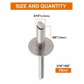 Ispinner 30pcs 3 16 X 5 8 Stainless Steel Large Flange Blind Rivets 4 16mm Pop