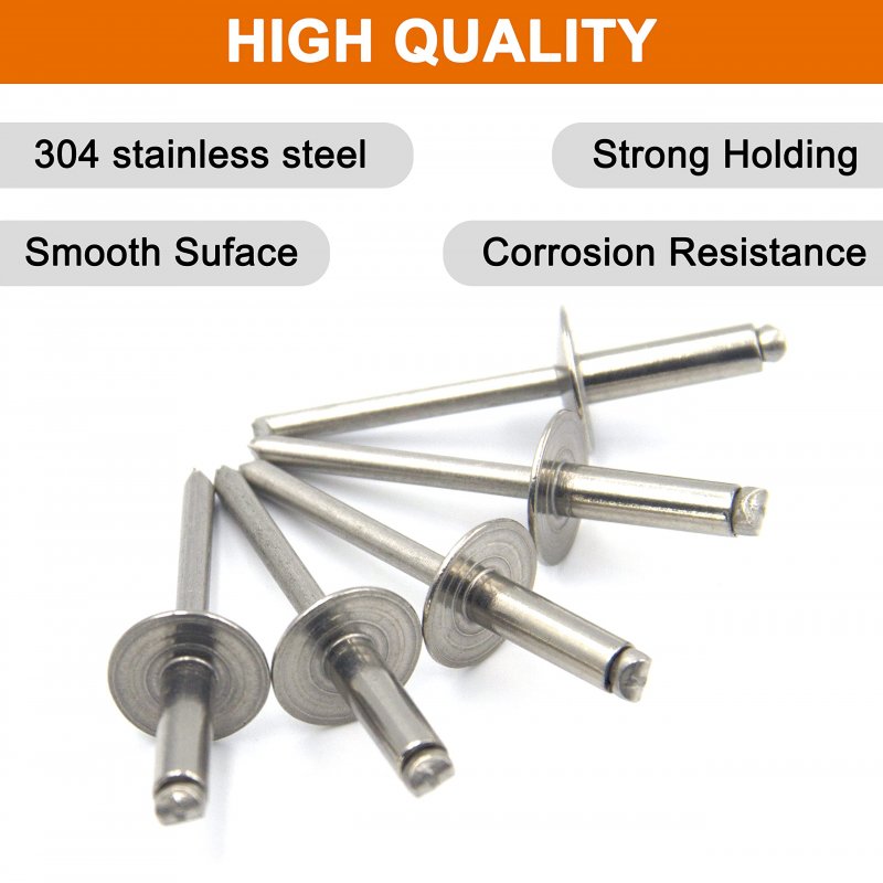 Ispinner 30pcs 3 16 X 5 8 Stainless Steel Large Flange Blind Rivets 4 16mm Pop