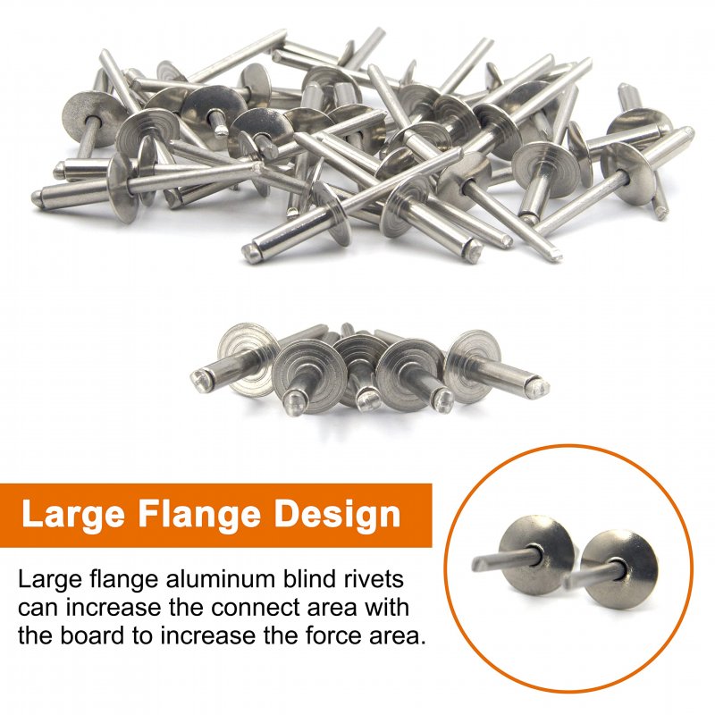 Ispinner 30pcs 3 16 X 5 8 Stainless Steel Large Flange Blind Rivets 4 16mm Pop