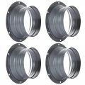 4 Pcs Inch Duct Connector Flange Inlet Fitting Metal Straight Pipe Ventilation For Heating Cooling Hvac Systemi Silvery Grayi 
