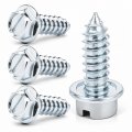 Stainless Steel License Plate Screws With Clear Zinc Finish 1 4 In X 3 Self Tapping Screw Kit For Most Domestic Vehicles Pack 