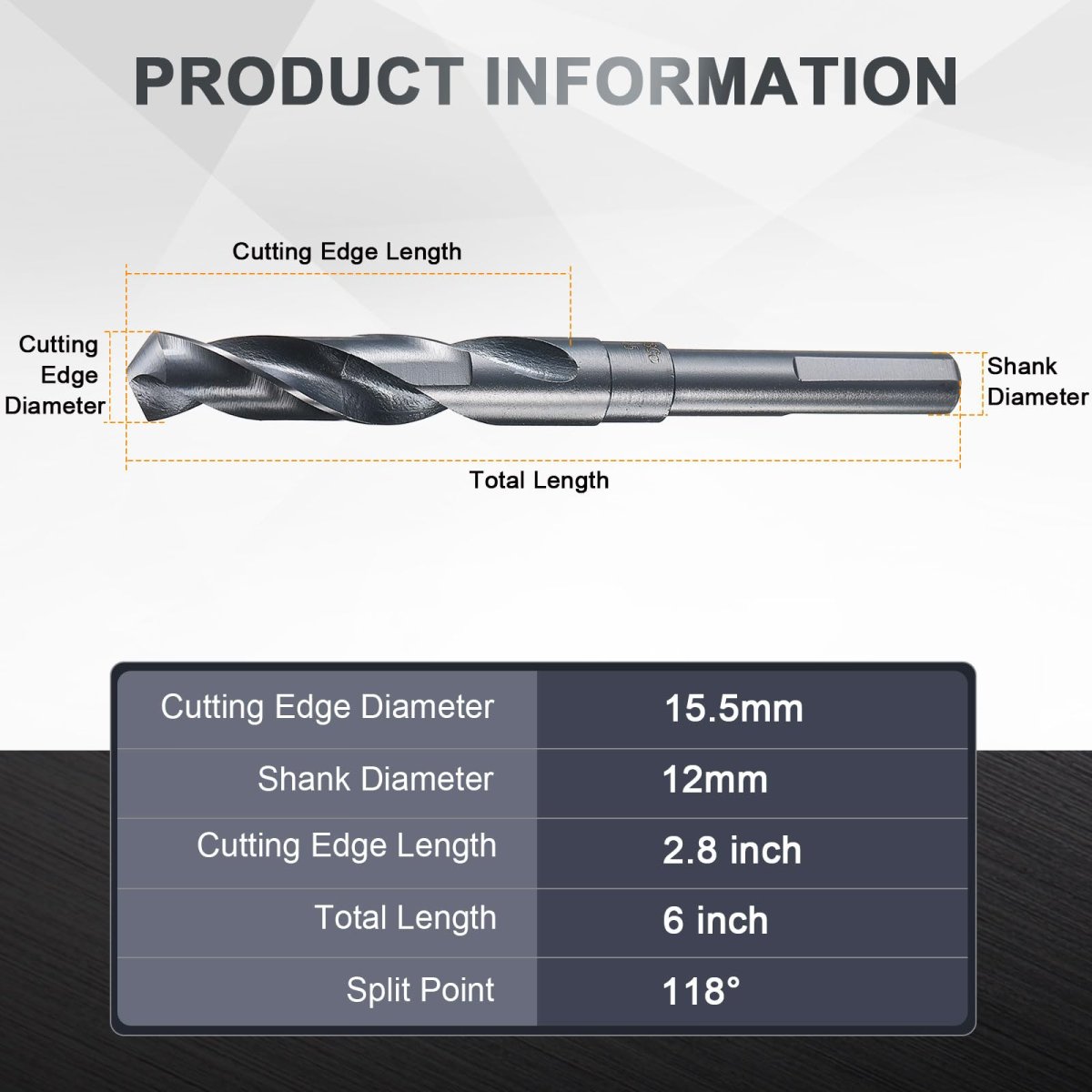 15 5mm Drill Bit 12mm Reduced Shank M35 Cobalt High-speed Steel Twist Nitriding Black Surface 118a For Alloy Cast Iron High