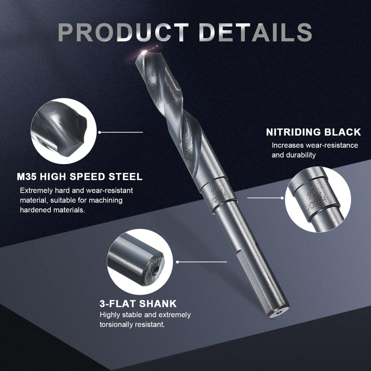 15 5mm Drill Bit 12mm Reduced Shank M35 Cobalt High-speed Steel Twist Nitriding Black Surface 118a For Alloy Cast Iron High