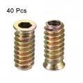 Uxcell 1 4 -20x25mm Threaded Insert Nuts Hex Socket Drive For Wood Furniture 40pcs