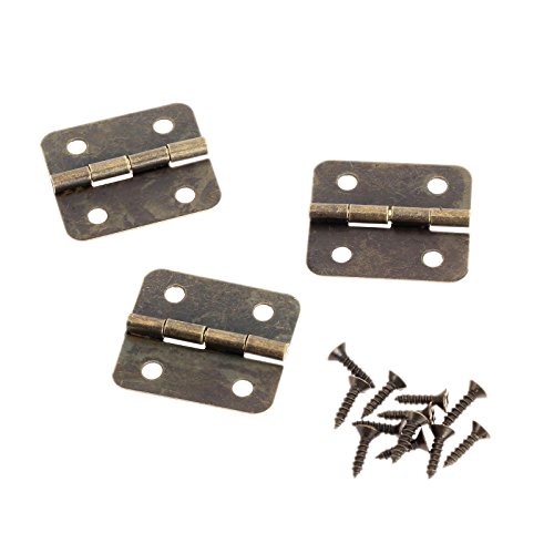 Dophee 12pcs Antique Brass Jewelry Gift Wood Box Cabinet Drawer Hinge Screws Tool Set