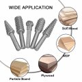 Rotary Burr Rasp Set 5pcs Wood Carving File Drill Bits 1 4 Inch Round Shank Chisel Shaped Embossed Grinding Head Diy
