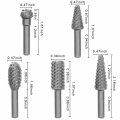 Rotary Burr Rasp Set 5pcs Wood Carving File Drill Bits 1 4 Inch Round Shank Chisel Shaped Embossed Grinding Head Diy