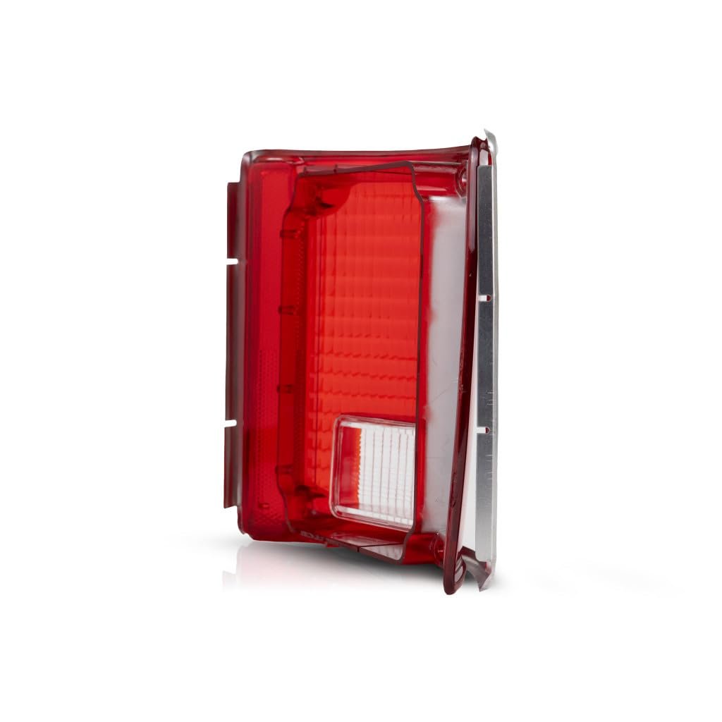 Tail Light Lens For 1990 Gmc R1500 V1500 Suburban Driver Side Clear And Red Plastic With Bright Trim Replacement Gm2800122