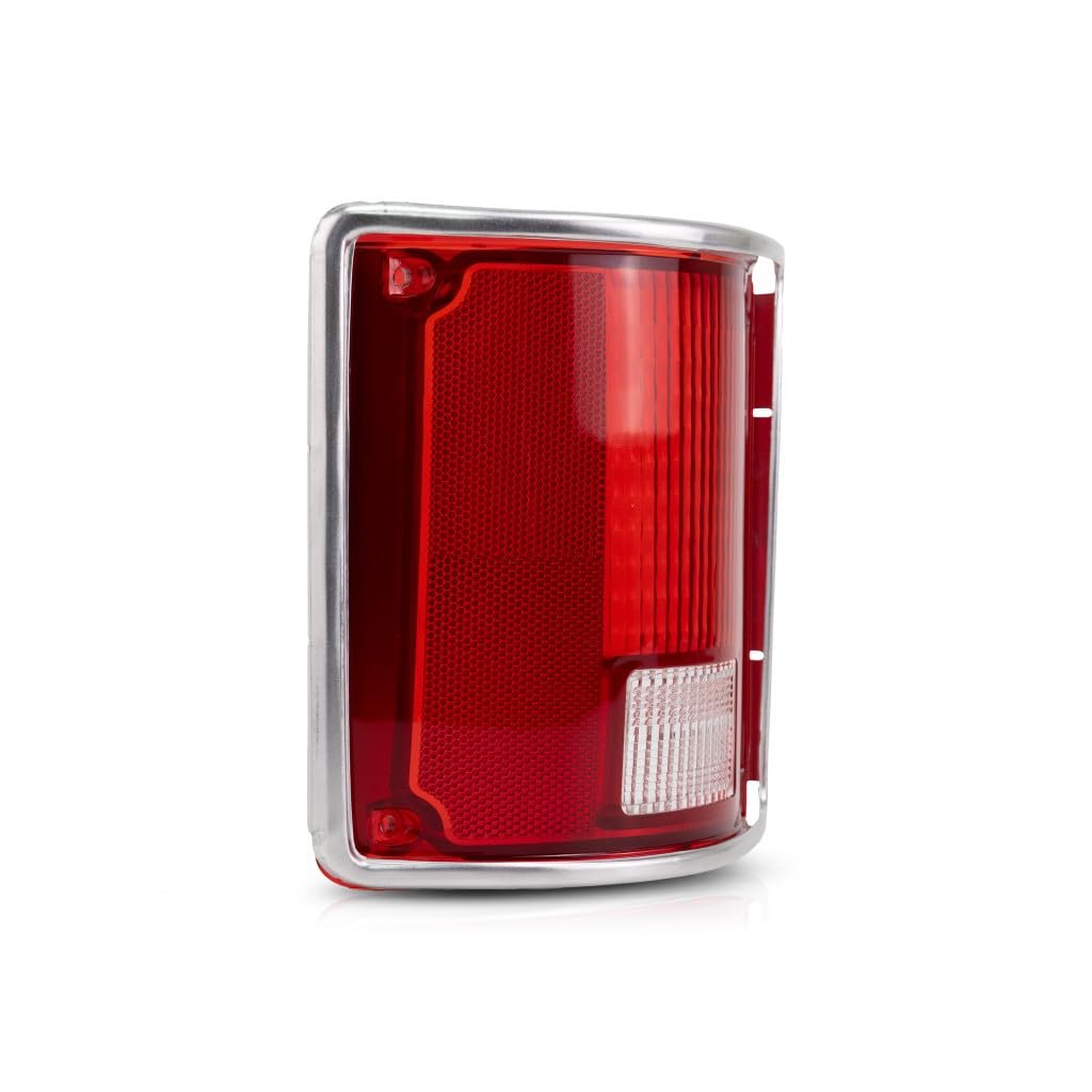 Tail Light Lens For 1990 Gmc R1500 V1500 Suburban Driver Side Clear And Red Plastic With Bright Trim Replacement Gm2800122