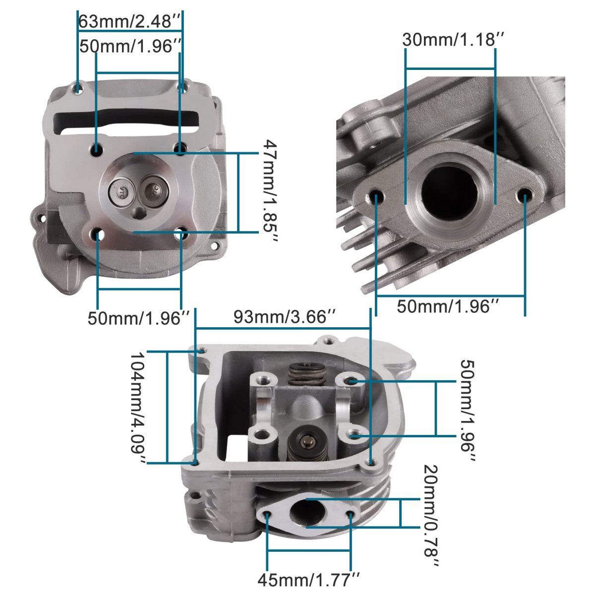 47mm Big Bore Cylinder Head Valves With Gaskets Replacement For Gy6 80cc Atv Go Kart Quad Scooter