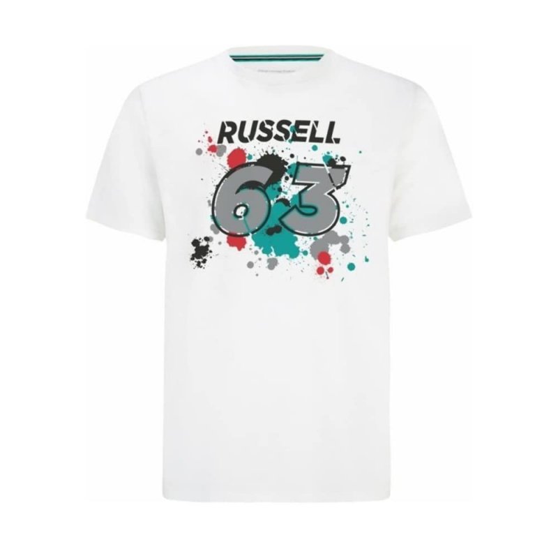 Mercedes Amg Petronas Formula One Team Official 1 Merchandise Collection George Russell 63 T-shirt White Size M
