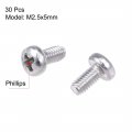 Uxcell M2 5x5mm Machine Screws Pan Phillips Cross Head Screw 304 Stainless Steel Fasteners Bolts 30pcs