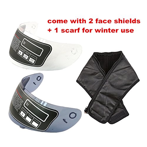 Full Face Motorcycle Street Bike Helmet Dot Model Ilm-313 With Removable Winter Neck Scarf And 2 Visors Small Yellow