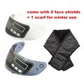 Full Face Motorcycle Street Bike Helmet Dot Model Ilm-313 With Removable Winter Neck Scarf And 2 Visors Small Yellow