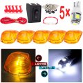 Ocpty Cab Marker Light 5pcs Amber Lens Top Roof Running Assembly T10 White Bulb 1 Set Wiring Pack Fit For 2014-2018d F-350