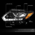 Auto Dynasty Factory Style Led Daytime Running Light Halogen Headlights Bundle With Tool Kit For Nissan Rogue 14-16 Driver And