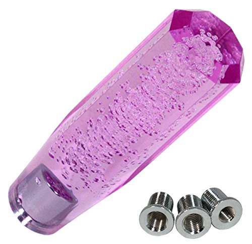 Universal Jdm 150mm Octagonal Crystal Purple Mini Bubble Style Shift Knob With Adapters