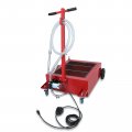 12 Gallon Low Profile Roll Around Oil Drain Pan With 110v Fuel Transfer Pump For Gasoline Diesel And Kerosene Heavy Duty Iron 