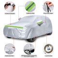 Waterproof Car Cover For 2021 2024 Ford Bronco Sport 6 Layer Silver All Weather Protection With Zipper Door Windproof Bands And