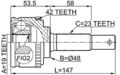 Febest 0210-043a42 Outer Cv Joint 