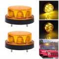 2pcs Led Round Strobe Warning Light 12-24v Amber Beacon Emergency Flashing Rotating Safety Indicator Hazard Side Marker For 