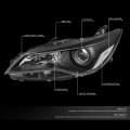 Auto Dynasty Black Housing Clear Corner Projector Headlight Lamps Tool Kit Compatible With Camry 15-17