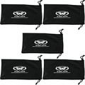 Five Large Black Micro-fiber Bags Sunglasses Goggles Cell Phone Carrying Pouch Case Sleeve 
