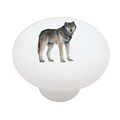 Woodland Wolf Decorative High Gloss Ceramic Drawer Knob 