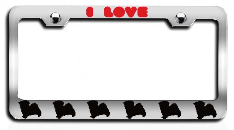 I Love Maltese Dogs Pets Chrome Metal License Plate Frame Tag Holder X92