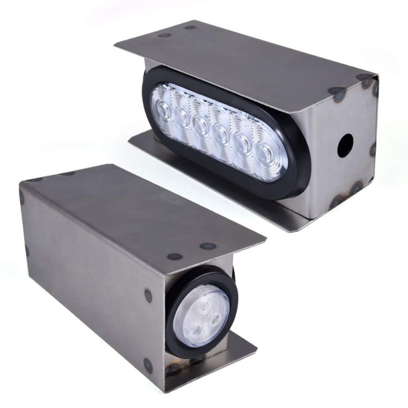 Led Trailer Steel Box Kit For Truck W 6 Oval Tail Light 2 Marker Lamp Cleara Lens