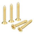 20pcs Brass Wood Screws M3 X 20mm Phillips Flat Head Self Tapping Woodworking Screw For Door Hinges Wooden Furniture Home 