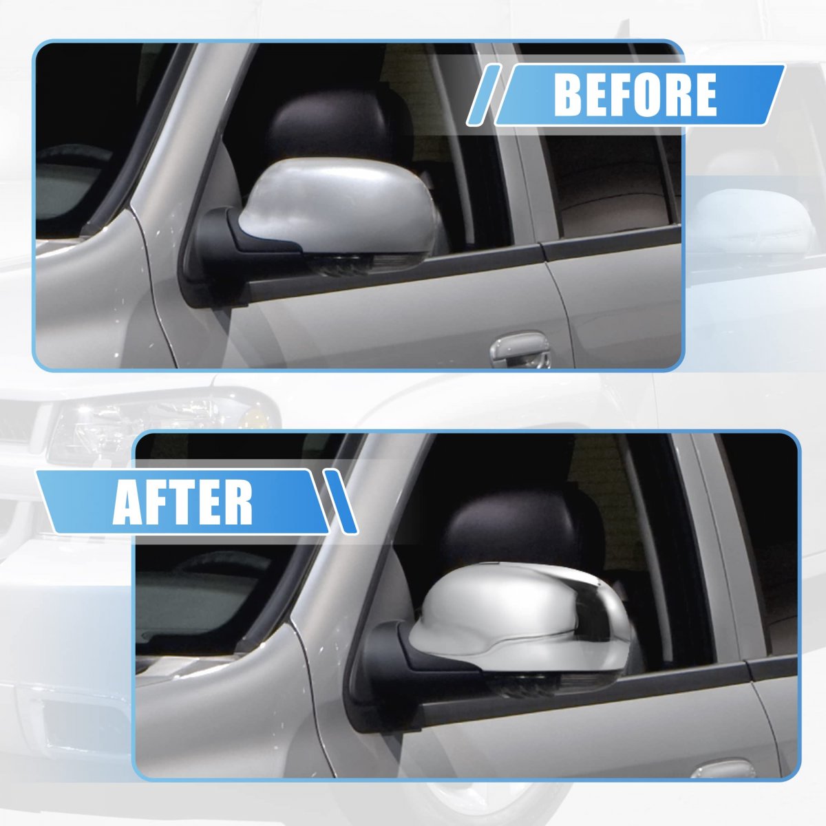 Pair Car Exterior Chrome Plated Power Full Mirror Cover Cap For Chevrolet Trailblazer Gmc Envoy 2002-2009 Buick Rainier